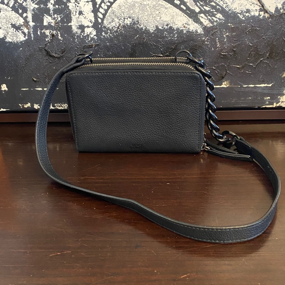 Vince Camuto Black Leather Gilli Chain Strap Wallet/Bag